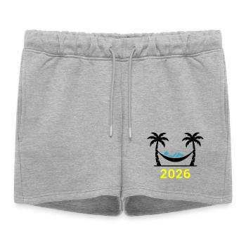 Hammock Palm Trees 2026 - Women’s Premium Organic Sweatshorts - heather grey - Front - AI Model Female 172 light (172cm)