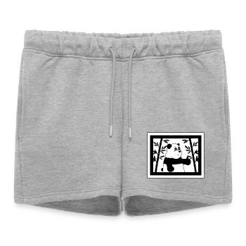 Cartoon panda thumbs up with bamboo - Women’s Premium Organic Sweatshorts - heather grey - Front - AI Model Female 172 light (172cm)