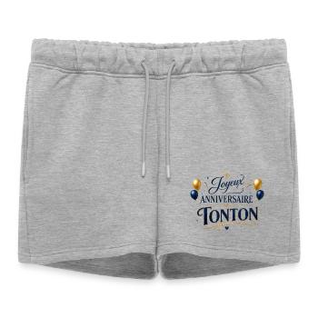 Joyeux anniversaire Tonton - Short de survêtement femme premium - gris chiné - Devant - AI Model Female 172 light (172cm)