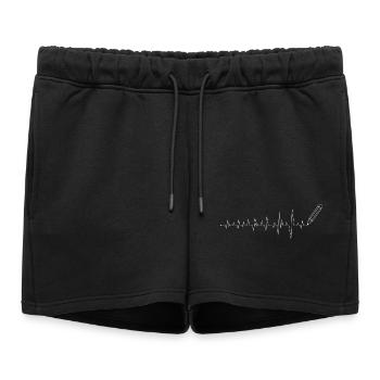 Dessin au trait au crayon ECG - Short de survêtement femme premium - noir - Devant - AI Model Female 172 light (172cm)