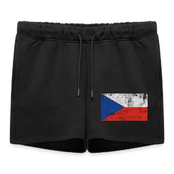 Drapeau Tchéquie Drapeau Grunge Retro Vintage - Short de survêtement femme premium - noir - Devant - AI Model Female 172 light (172cm)