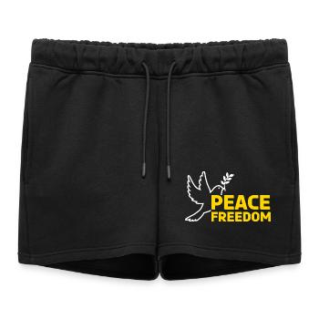 Peace & Peace - Dove of Peace - Women’s Premium Organic Sweatshorts - black - Front - AI Model Female 172 light (172cm)