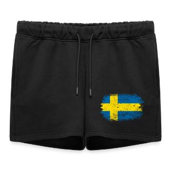 Drapeau suédois du Brush - Short de survêtement femme premium - noir - Devant - AI Model Female 172 light (172cm)