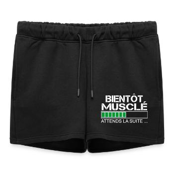 Bientot musclé (blanc et vert) - Short de survêtement femme premium - noir - Devant - AI Model Female 172 light (172cm)