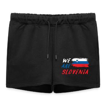 We are Slovenia - Women’s Premium Organic Sweatshorts - black - Front - AI Model Female 172 light (172cm)