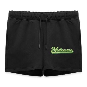 Lettrage rétro Melbourne Australie - Short de survêtement femme premium - noir - Devant - AI Model Female 172 light (172cm)