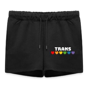 Cœur arc-en-ciel trans blanc - Short de survêtement femme premium - noir - Devant - AI Model Female 172 light (172cm)
