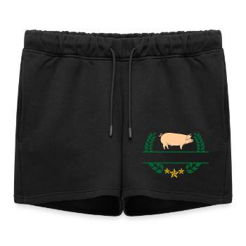 Cochon en couronne de laurier vert - Short de survêtement femme premium - noir - Devant - AI Model Female 172 light (172cm)