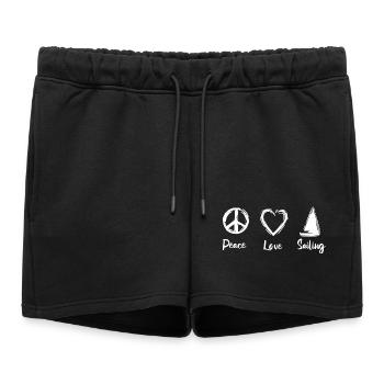 Peace Love Sailing - Women’s Premium Organic Sweatshorts - black - Front - AI Model Female 172 light (172cm)