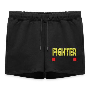 Base de texte FIGHTER - Short de survêtement femme premium - noir - Devant - AI Model Female 172 light (172cm)
