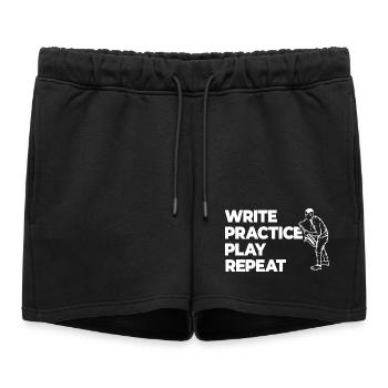 Écrire, s’entraîner, jouer, répéter - Short de survêtement femme premium - noir - Devant - AI Model Female 172 light (172cm)
