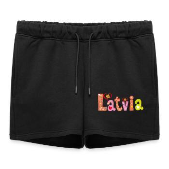 Nom personnalisé Lettonie - Short de survêtement femme premium - noir - Devant - AI Model Female 172 light (172cm)