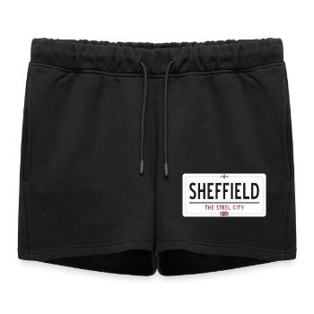 Panneau de la ville de Sheffield - Short de survêtement femme premium - noir - Devant - AI Model Female 172 light (172cm)