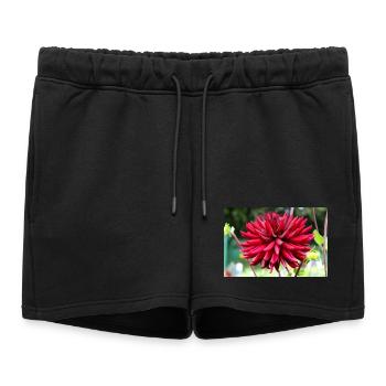 Dahlia Red Blossom ,Flower - Women’s Premium Organic Sweatshorts - black - Front - AI Model Female 172 light (172cm)