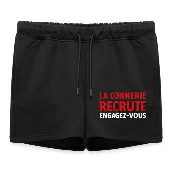La connerie recrute engagez-vous Humour Citation - Short de survêtement femme premium - noir - Devant - AI Model Female 172 light (172cm)