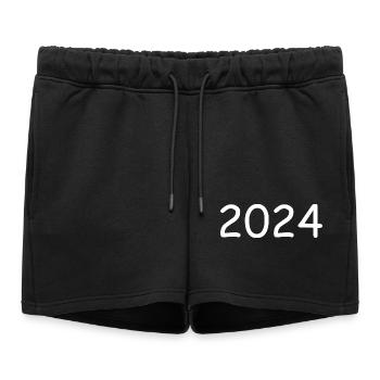2024 year white - Women’s Premium Organic Sweatshorts - black - Front - AI Model Female 172 light (172cm)