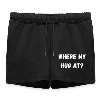Where My Hug At - Women’s Premium Organic Sweatshorts - black - Front - AI Model Female 172 light (172cm)