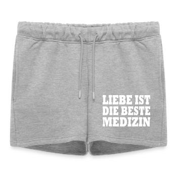 Love is the best medicine - Women’s Premium Organic Sweatshorts - heather grey - Front - AI Model Female 172 light (172cm)