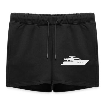 Yacht Silhouette Motorboat - Women’s Premium Organic Sweatshorts - black - Front - AI Model Female 172 light (172cm)