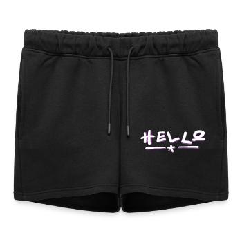 Lettrage Hello avec dégradé de couleurs - Short de survêtement femme premium - noir - Devant - AI Model Female 172 light (172cm)