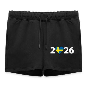 J’aime Suède 2026, Suède 2026 - Short de survêtement femme premium - noir - Devant - AI Model Female 172 light (172cm)