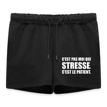 C’est pas moi qui stresse, c’est le patient - Short de survêtement femme premium - noir - Devant - AI Model Female 172 light (172cm)