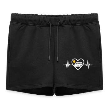 Vanlife Heart Travel Road Freedom Campervan - Women’s Premium Organic Sweatshorts - black - Front - AI Model Female 172 light (172cm)