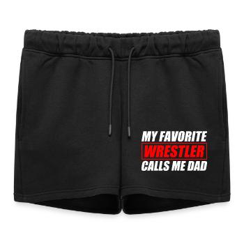 Mon catcheur préféré : Papa drôle de catch - Short de survêtement femme premium - noir - Devant - AI Model Female 172 light (172cm)