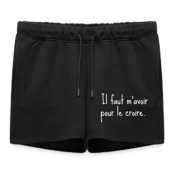 Il faut m’avoir pour le croire - citation humour - Short de survêtement femme premium - noir - Devant - AI Model Female 172 light (172cm)