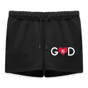 God Is Love Heart - Minimalist Christian Spirit - Women’s Premium Organic Sweatshorts - black - Front - AI Model Female 172 light (172cm)