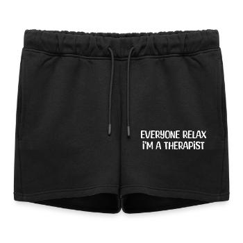 Everyone Relax I’m a Therapist Retro Humor - Women’s Premium Organic Sweatshorts - black - Front - AI Model Female 172 light (172cm)