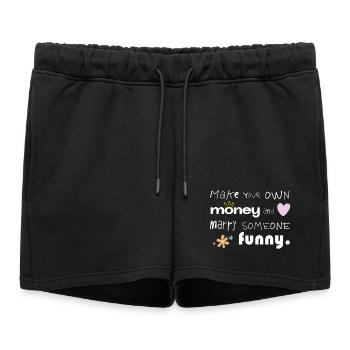 Faites votre propre argent – Épousez quelqu’un de drôle - Short de survêtement femme premium - noir - Devant - AI Model Female 172 light (172cm)