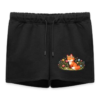 Un joli renard de printemps avec une couronne de fleurs - Short de survêtement femme premium - noir - Devant - AI Model Female 172 light (172cm)