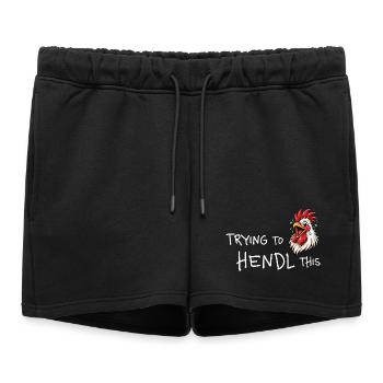 J’essaie de comprendre ça – Drôle de diction de poulet - Short de survêtement femme premium - noir - Devant - AI Model Female 172 light (172cm)