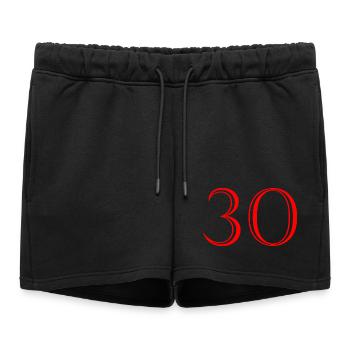 30. 30 YEARS. 30th ANNIVERSARY. 30 YEARS ANNIVERSARY. - Women’s Premium Organic Sweatshorts - black - Front - AI Model Female 172 light (172cm)