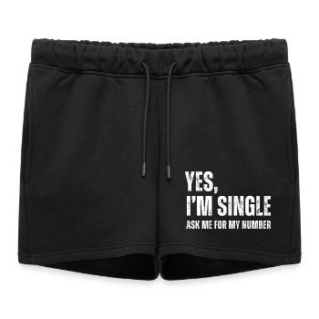 Yes I'm Single Ask Me for My Number Funny Dating - Short de survêtement femme premium - noir - Devant - AI Model Female 172 light (172cm)