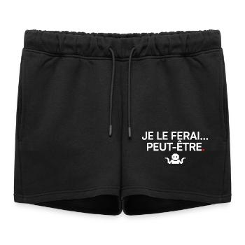 JE LE FERAI PEUT-ÊTRE | Humour - Short de survêtement femme premium - noir - Devant - AI Model Female 172 light (172cm)