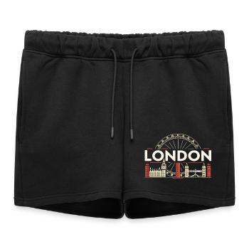 Londres Skyline et Grande Roue - Short de survêtement femme premium - noir - Devant - AI Model Female 172 light (172cm)