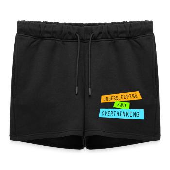 Trop mal dormi et trop réfléchir : drôle de phrase fatiguée - Short de survêtement femme premium - noir - Devant - AI Model Female 172 light (172cm)