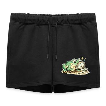 Frog detective in search of clues - Women’s Premium Organic Sweatshorts - black - Front - AI Model Female 172 light (172cm)