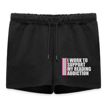Je travaille pour soutenir mon logo de livres sur la dépendance à la lecture - Short de survêtement femme premium - noir - Devant - AI Model Female 172 light (172cm)