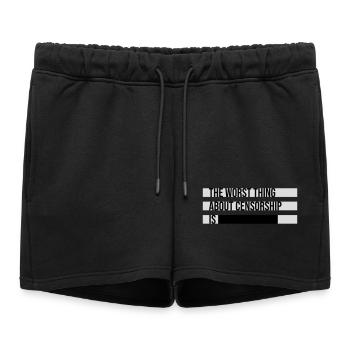 Le pire dans la censure, c’est l’ironie amusante - Short de survêtement femme premium - noir - Devant - AI Model Female 172 light (172cm)