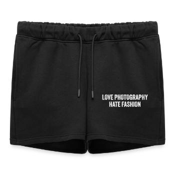Love Photography hate Fashion - Women’s Premium Organic Sweatshorts - black - Front - AI Model Female 172 light (172cm)