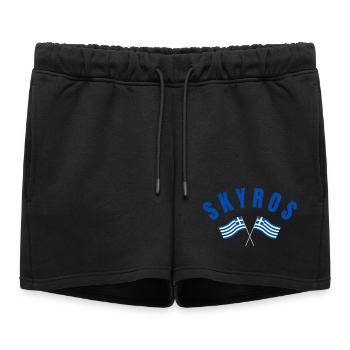Skyros Greek Crossed Flags - Women’s Premium Organic Sweatshorts - black - Front - AI Model Female 172 light (172cm)
