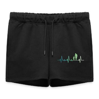 Father and Son Heartbeat Gift Dad Son - Women’s Premium Organic Sweatshorts - black - Front - AI Model Female 172 light (172cm)