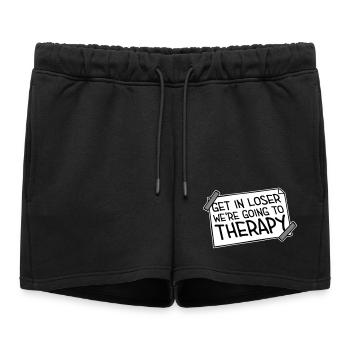 Entre, perdant, on va à la thérapie Logo de la thérapie - Short de survêtement femme premium - noir - Devant - AI Model Female 172 light (172cm)