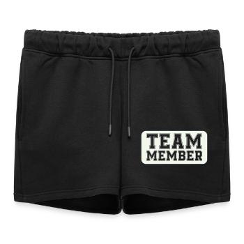 Varsity-style team member - Women’s Premium Organic Sweatshorts - black - Front - AI Model Female 172 light (172cm)
