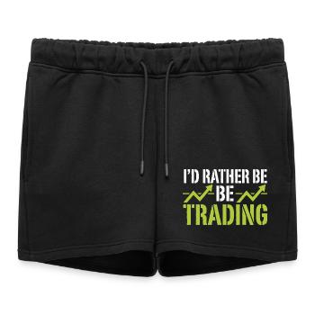 Je préférerais être dans le trading | Trader en actions crypto - Short de survêtement femme premium - noir - Devant - AI Model Female 172 light (172cm)