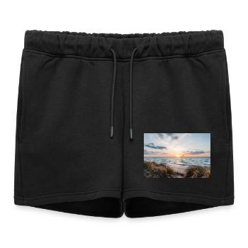 Coucher de soleil sur la plage de dunes - Short de survêtement femme premium - noir - Devant - AI Model Female 172 light (172cm)