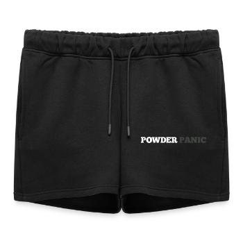 Powder Panic Logo - Women’s Premium Organic Sweatshorts - black - Front - AI Model Female 172 light (172cm)